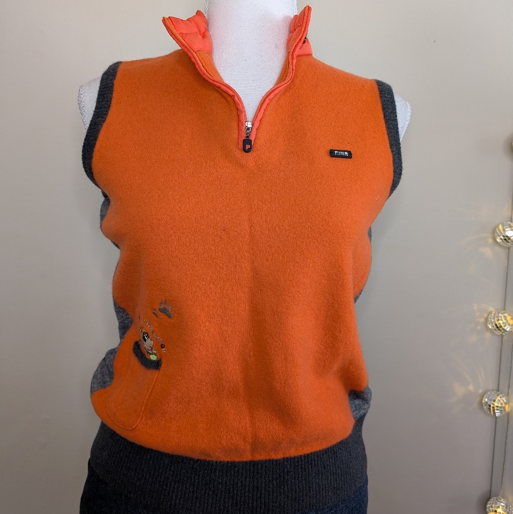Ping Orange and Gray Zip-Up Sweater Vest